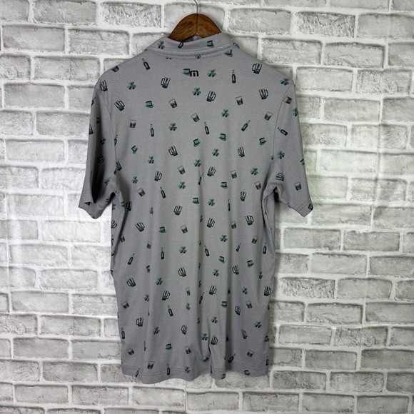 Travis Mathew St Patricks Day Cocktail Print Pima Blend Golf Polo Mens Medium - Picture 5 of 9